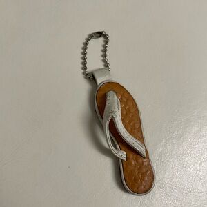 Coach Tan and Silver Flip Flop Keychain